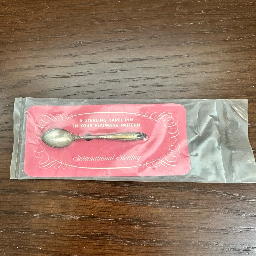 Vintage SEALED International Sterling Silver Souvenir Spoon Lapel Pin 2.5 Inch